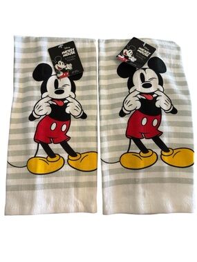 Disney Mickey Mouse Striped Kitchen Towels - Red, Yellow, Black, Gray